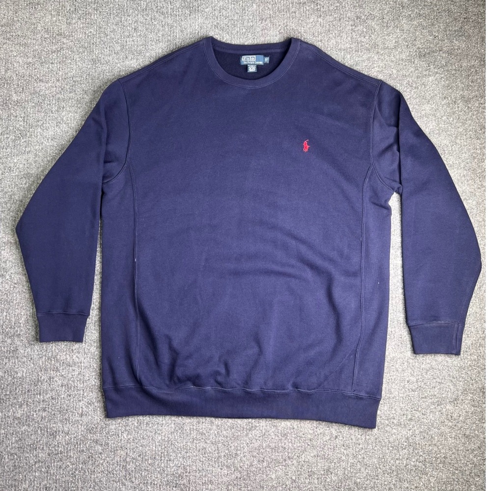 Polo‎ Ralph Lauren Sweatshirt Men XLT Navy Blue Crewneck Fleece Pony Logo